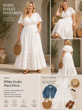 Torrid White Eyelet Maxi Dress
